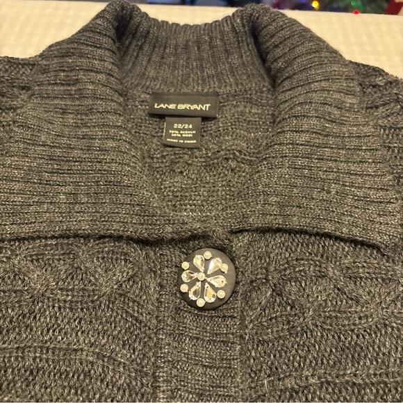 LANE BRYANT 22/24 Long Cardigan Sweater Cable Knit Snowflake Buttons Wool Blend - Picture 7 of 12